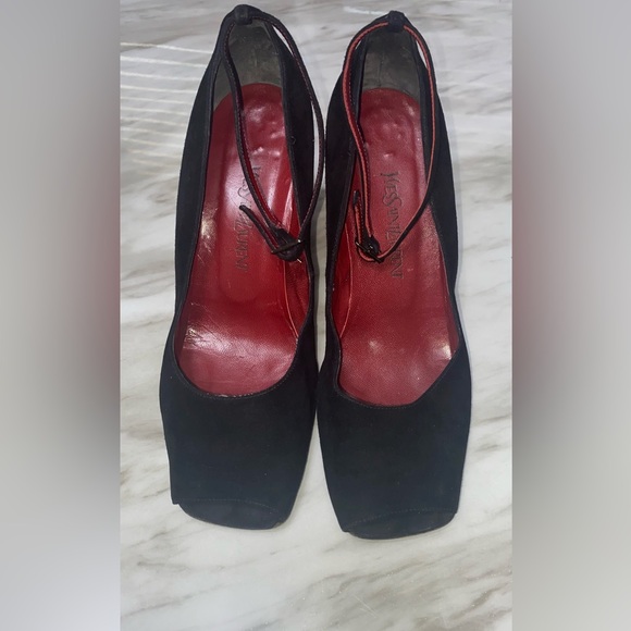 YSL Suede ankle strap peep toe shoes - Picture 3 of 9